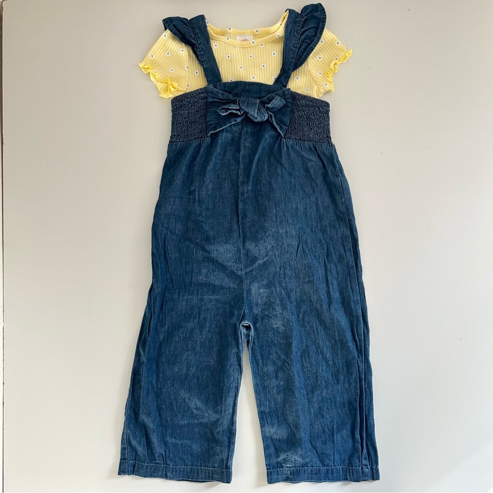 Toddler Girls 4T Denim Jumpsuit Outfit Set